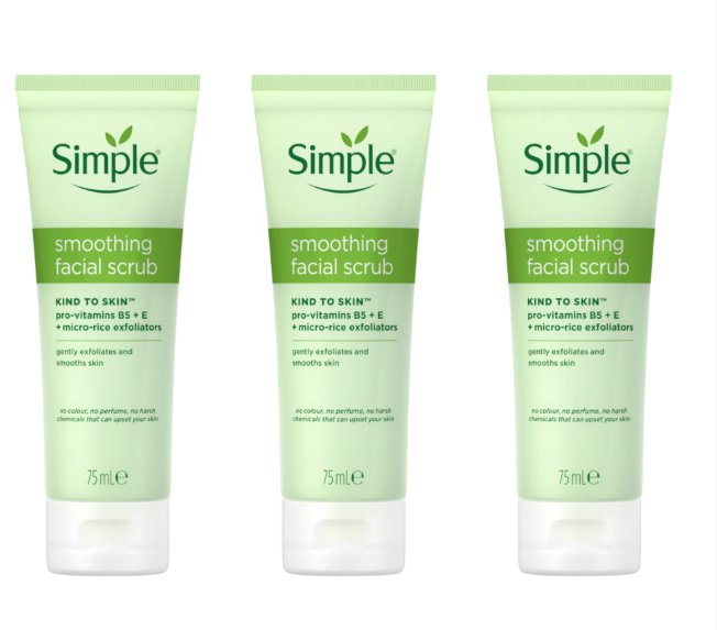 3 x 75ml Simple Kind To Skin Smoothing Facial Scrub