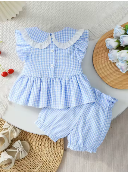 Baby Girls Cherry Bow Gingham Summer Set