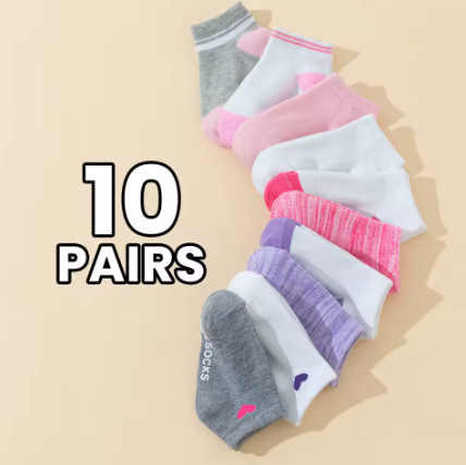 10 Pairs Girls Trainer Socks – Soft & Comfortable