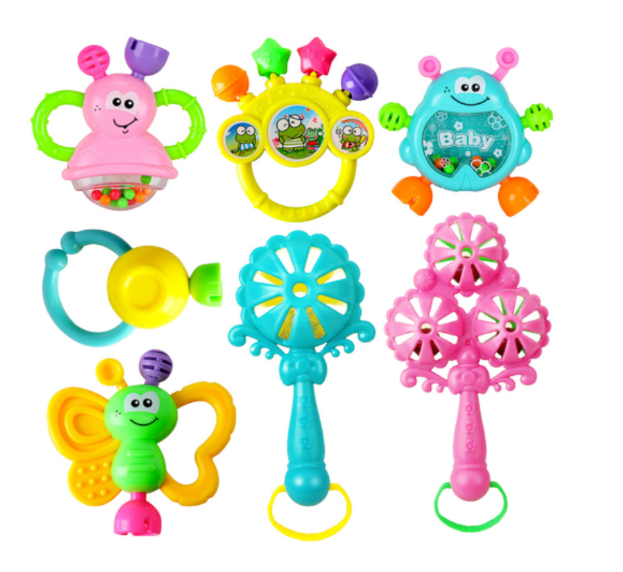 Newborn Rattle Set Baby Early Education Handbell Fancy Musical Toys 7pcs
