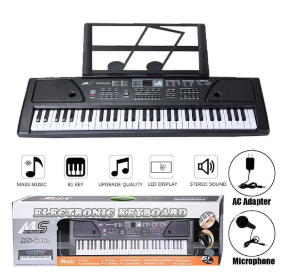 Digital Music Piano Keyboard Mic Portable Electronic Musical Instrument with 61 keys