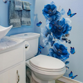Blue Flowers Wall Decals, Butterflies Floral Stickers