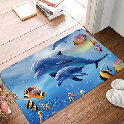 Beautiful Dolphin Ocean Door Mat