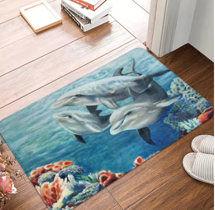 Beautiful Dolphin Ocean Door Mat