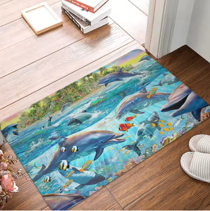 Beautiful Dolphin Ocean Door Mat