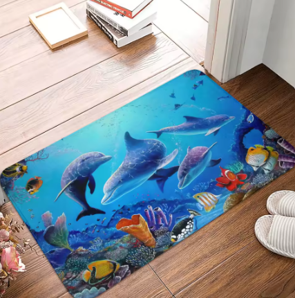 Beautiful Dolphin Ocean Door Mat