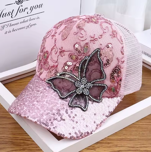 Sparkly Butterfly Sequin Baseball Cap