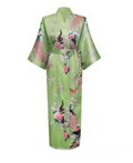 Luxury Peacock Satin Kimono Robe
