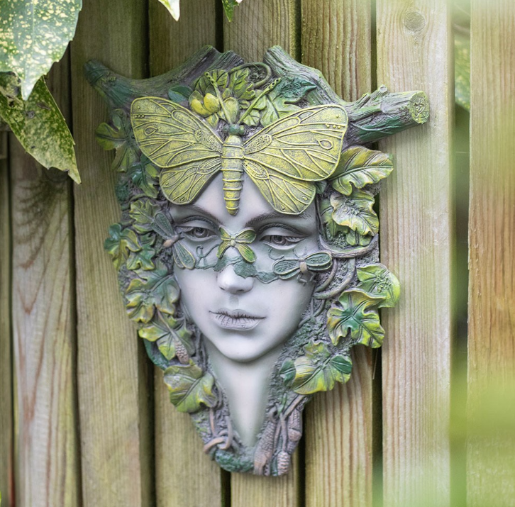 Green Goddess with Butterfly Wall Plaque