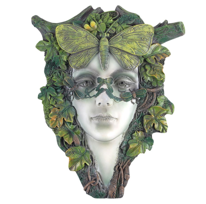 Green Goddess with Butterfly Wall Plaque