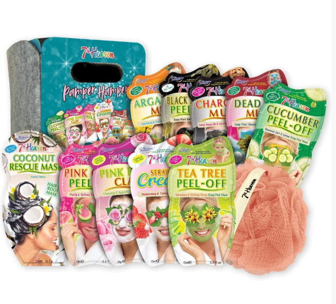 7th Heaven Pamper Hamper Gift Set - Includes a Variety of Peel-Off and Mud Face Masks