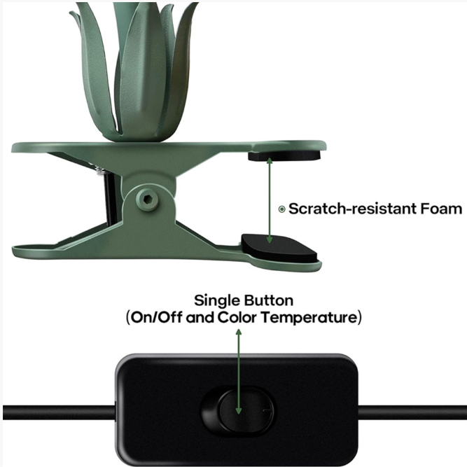 Clip on Light Flower Bedside Table Lamp, Gooseneck Reading Book