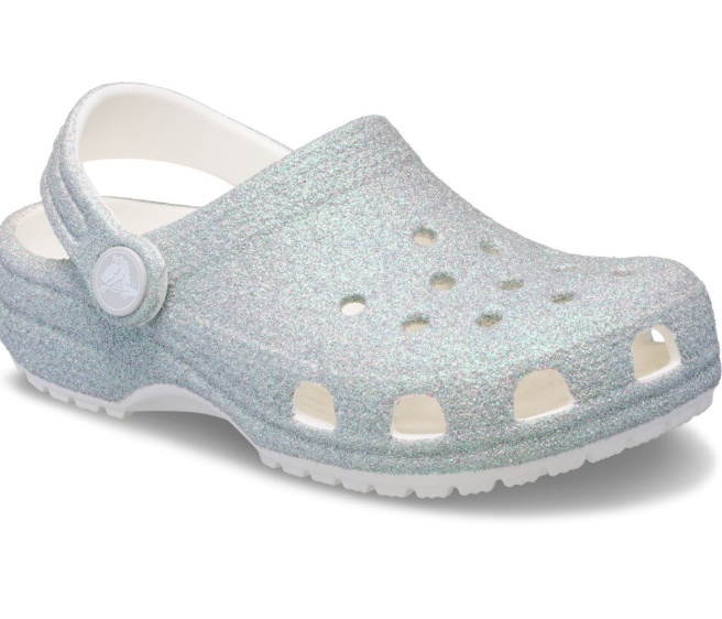 Crocs Classic Glitter Clog Thermoplastic White Loafers