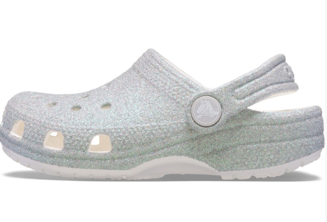 Crocs Classic Glitter Clog Thermoplastic White Loafers