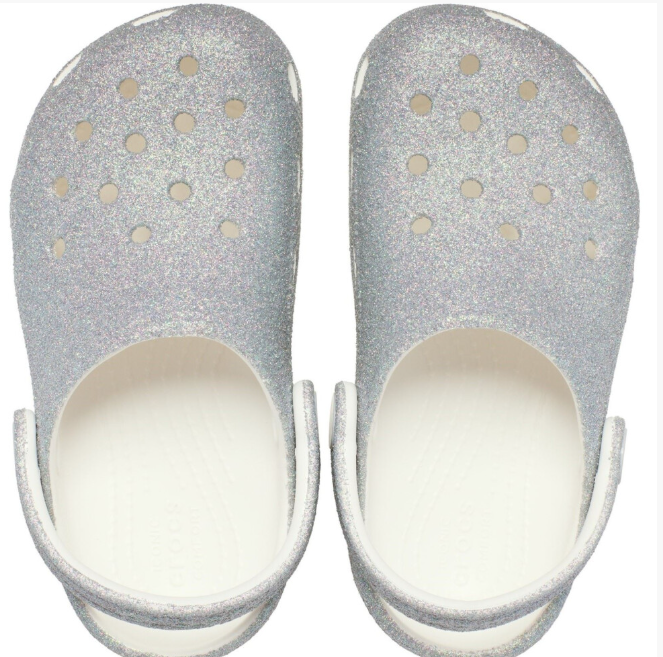 Crocs Classic Glitter Clog Thermoplastic White Loafers