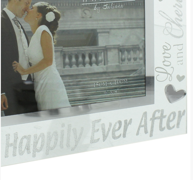 Mr & Mrs Glass 6 x 4 Photo Frame with Mirror & Glitter Letters
