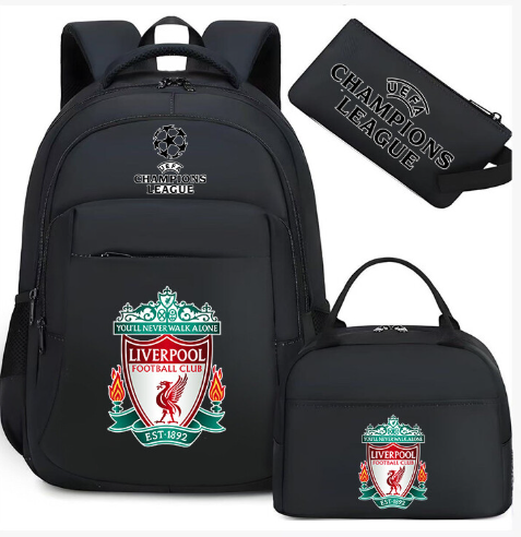 Football star peripheral backpack student schoolbag three-piece