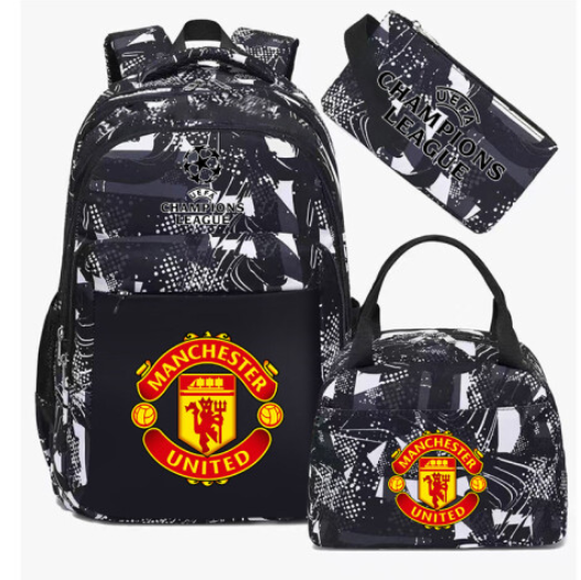 Football star peripheral backpack student schoolbag three-piece