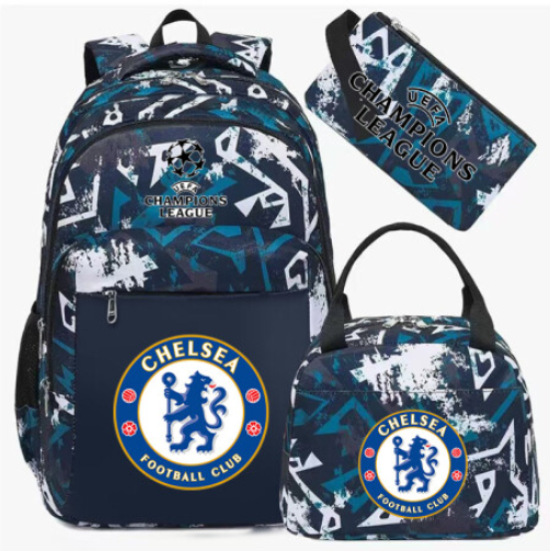 Football star peripheral backpack student schoolbag three-piece