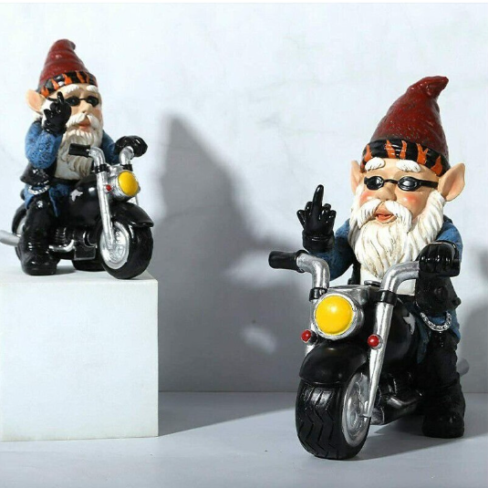 Novelty Garden Gnomes Statues Motorcycle Dwarf Ornaments Outdoor Décor Naughty