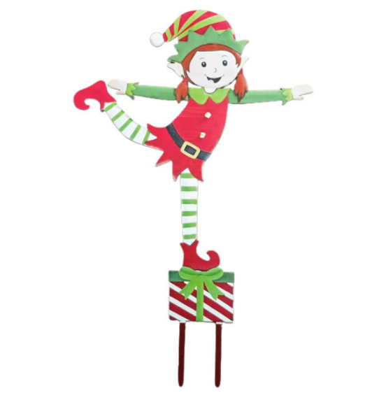 Christmas Elf Garden Stake Christmas Metal Gnome