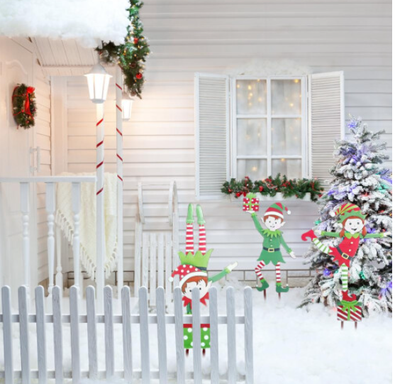 Christmas Elf Garden Stake Christmas Metal Gnome