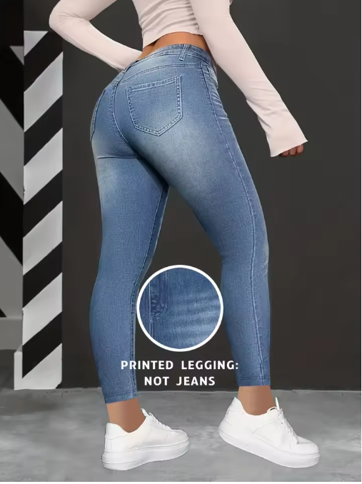 Faux Denim Stretch Leggings
