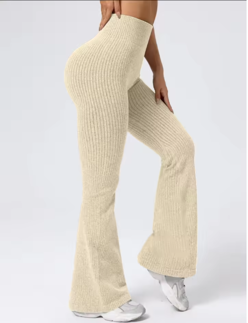 High-Waist Stretchy Bell Bottom Trousers