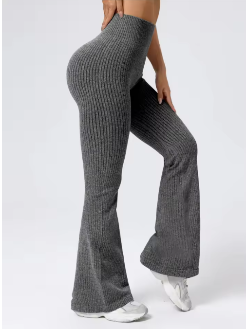 High-Waist Stretchy Bell Bottom Trousers
