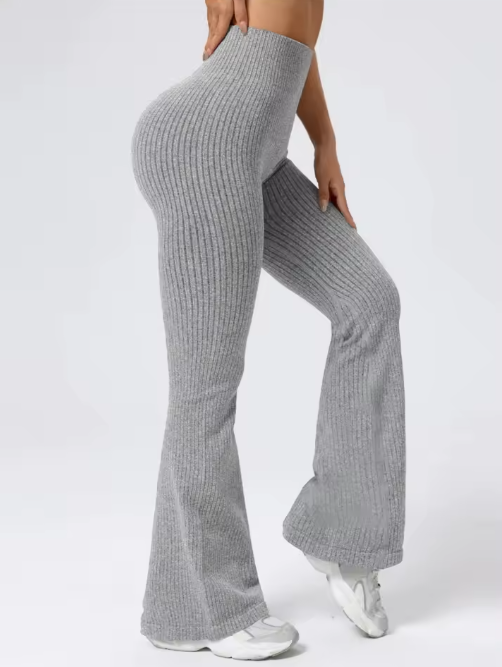 High-Waist Stretchy Bell Bottom Trousers