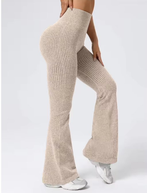 High-Waist Stretchy Bell Bottom Trousers