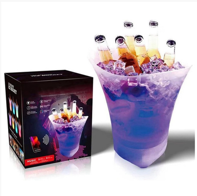 LED Ice Bucket with Bluetooth Speaker Lighted Beverage Tub