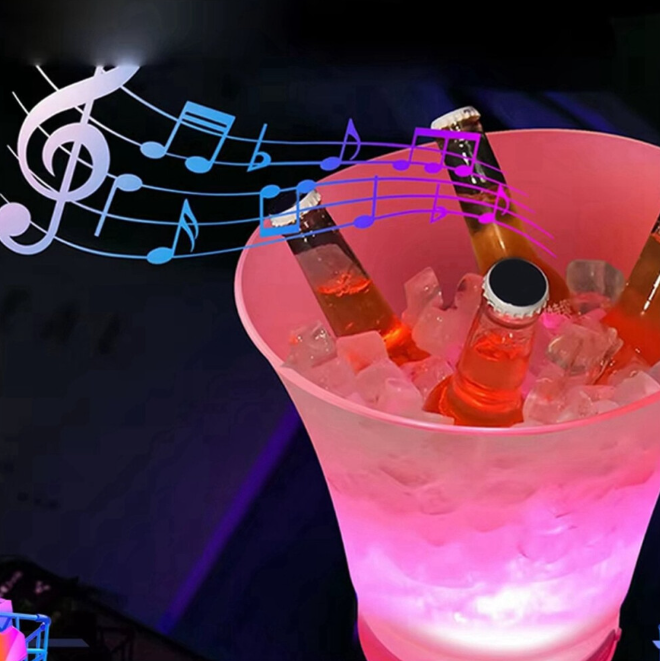 LED Ice Bucket with Bluetooth Speaker Lighted Beverage Tub