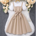 Girls' Elegant Bow & Pearl Dress
