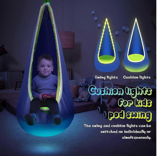 Hammock Chair, Sensory Swing with Inflatable Pillow & LED Lights