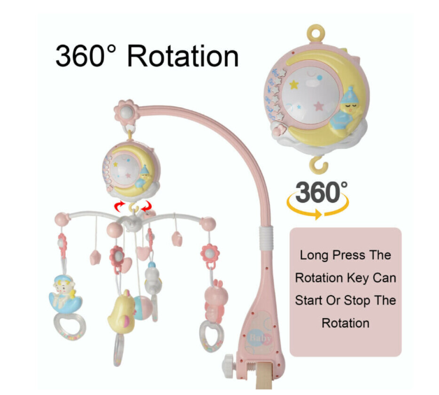 Baby Musical Crib Bed Bell Cot Mobile Stars Light Nursery Lullaby Toy