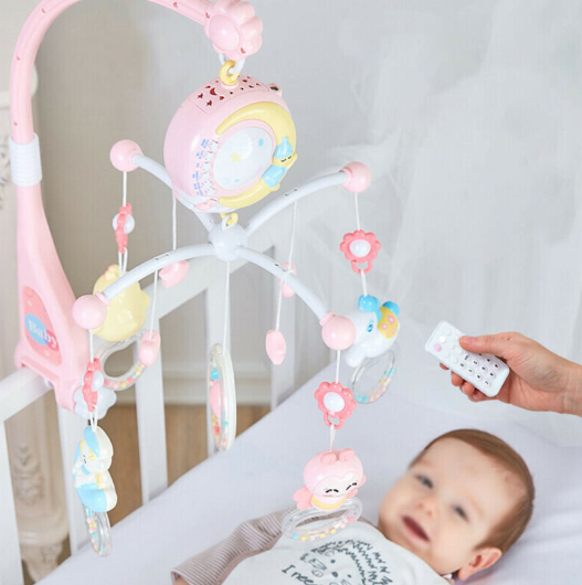 Baby Musical Crib Bed Bell Cot Mobile Stars Light Nursery Lullaby Toy