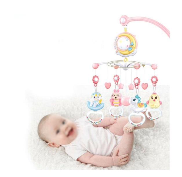 Baby Musical Crib Bed Bell Cot Mobile Stars Light Nursery Lullaby Toy