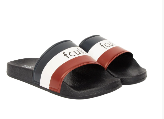 FCUK Mens Stripe Sliders