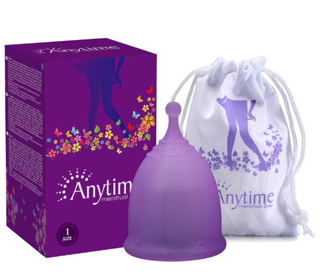 Anytime Women Silicone Anti Leakage Menstrual Period Cup L purple