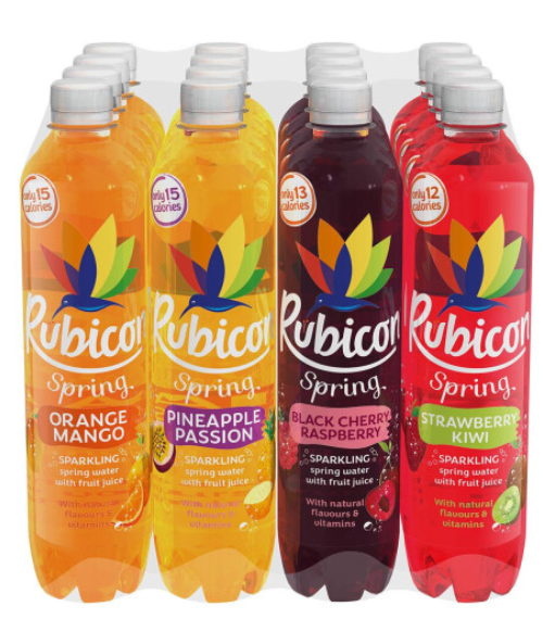 Rubicon Sparkling Spring Water Mixed Pack, 16 x 500ml