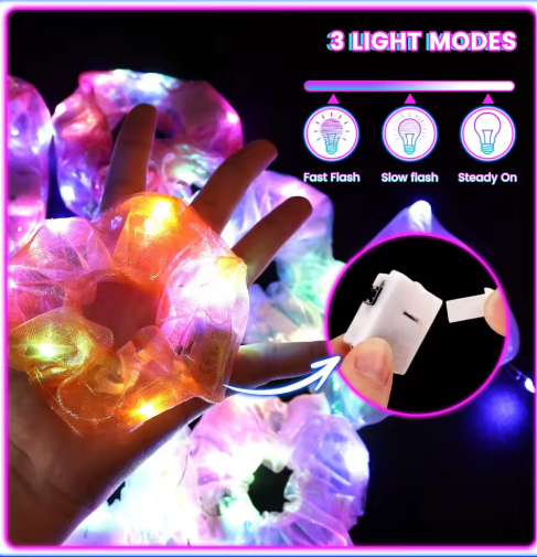 10pcs LED Scrunchies Light Up Organza Hair Scrunchy