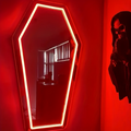 Gothic Coffin-Shaped Neon Wall Mirror