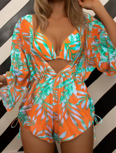 3-Piece Tropical Swimwear Set