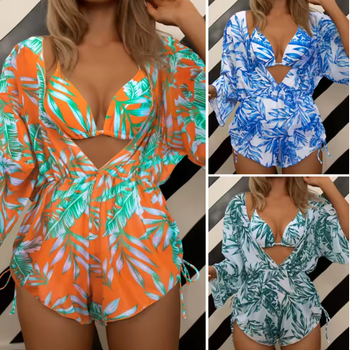 3-Piece Tropical Swimwear Set