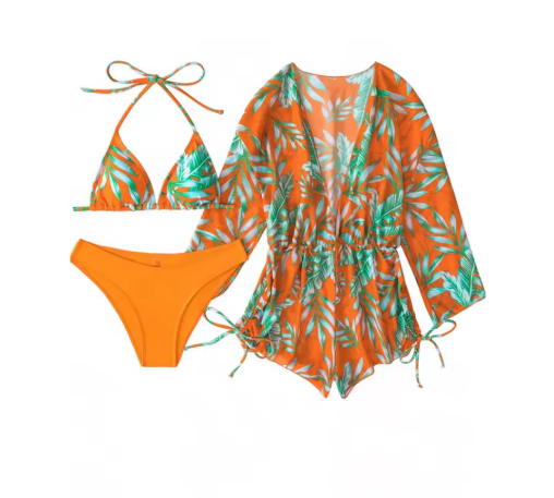 3-Piece Tropical Swimwear Set