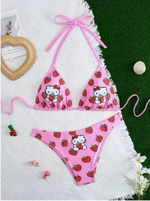 Cute Strawberry Character Bikini Set