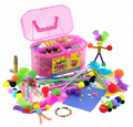 The Magic Toy Shop 200 Pc Kids Craft Box with Carry Case