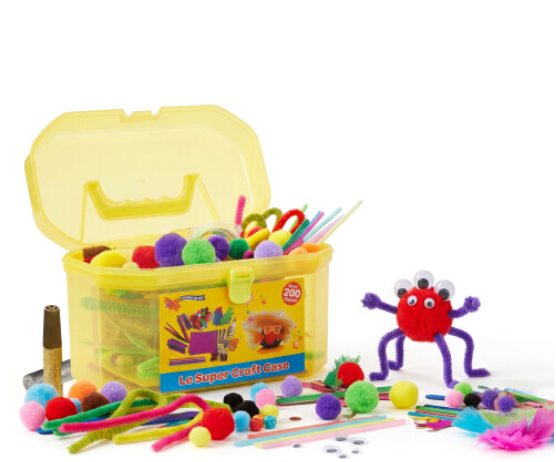 The Magic Toy Shop 200 Pc Kids Craft Box with Carry Case