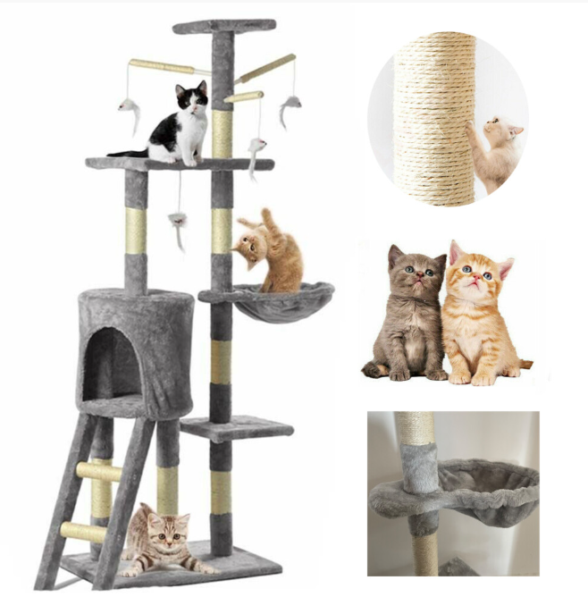 Cat Tree Scratching Post Activity Centre Cats Climbing Tower 140cm
